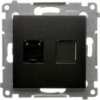 Elektrická zásuvka Počítačová zásuvka RJ45 kategorie 6 Simon 54 černá matná D61E.01/49