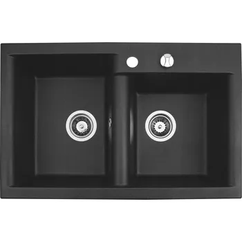 Granitový dřez Dvoukomorový granitový dřez Brenor Estein 2K, černý