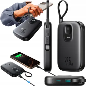 Powerbanka POWERBANKA JOYROOM JR-PBF17 10000MAH 22.5W S KABELEM USB-C ČERNÁ