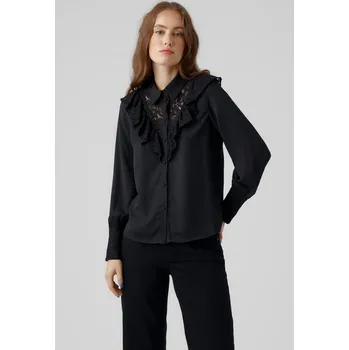 Podprsenka VERO MODA ČERNÁ KRAJKOVÁ KOŠILE S KRAJKOVOU VSADKOU (XS)