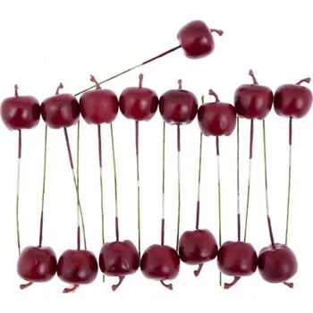 umělá květina Červená jablíčka na drátku - 16 ks dekorativních aranžovacích ozdob Barva: Červená