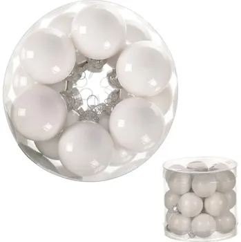Vánoční dekorace Bílé kulaté skleněné vánoční ozdoby pr. 3 cm - balení 18 ks Barva: bílá