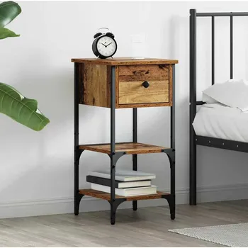 Noční stolek vidaXL Noční skříňka Hnědá 33,5 x 36 x 70 cm Masivní obnovované dřevo [871236]