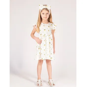 Dívčí šaty Dívčí šaty s krátkým rukávem a citronem Nicol, vel.