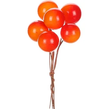 umělá květina Kuličky na drátku - oranžové, cena za balení (36 ks) Barva: Oranžová