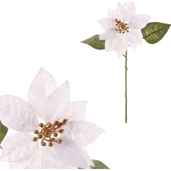 umělá květina Umělá vánoční růže krémovo-zlatá - elegantní dekorace do interiéru Barva: bílá