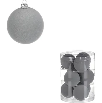 Vánoce Kulaté sametové ozdoby - pr. 6 cm, černé, cena za balení (9 ks) Barva: šedá