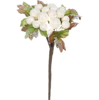 umělá květina Větvička vánoční ojíněná, umělá dekorace bílá