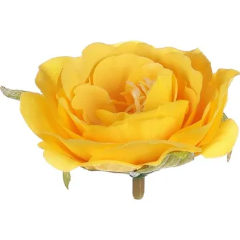 umělá květina Růže - umělý květ, barva tm. hnědá, cena za balení (12 ks) Barva: Žlutá