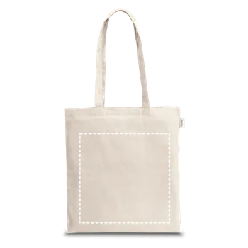 Nákupní taška GIZA. Taška ze 100% recyklované bavlny (140 g/m²) Digitální Transfer (max. 13 barev, 300 x 300mm) 13 barev 1 Přední