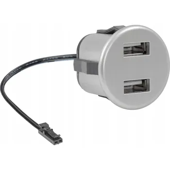 Elektrická zásuvka Nábytková USB nabíječka do nábytku, zásuvka, adaptér, stříbrná, 12V DC 5V