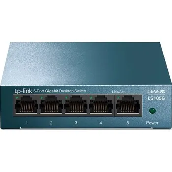 Switch TP-LINK LiteWave 5-Port Gigabit Desktop Switch PORT: 5× Gigabit RJ45 Ports SPEC: Desktop Steel Case FEATURE: Plug and Play LS105G
