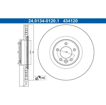Brzdový kotouč Brzdový kotouč ATE 24.0134-0120.1