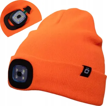 Pokrývka hlavy HOGERT Zimní čepice s LED svítilnou, oranžová, 180 lm, USB