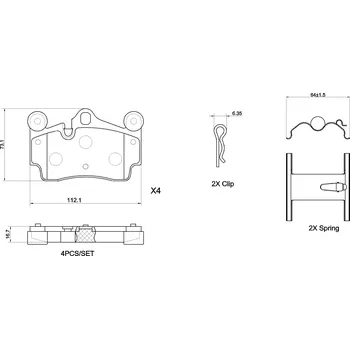 Brzdová destička Sada brzdových destiček, vždy 4 kusy v sadě BREMBO P 85 070X