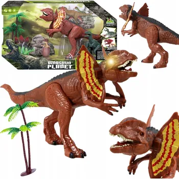 Figurka SADA 4 FIGUREK DINOSAURŮ + 2 STROMY, ZVUKOVÉ A SVĚTELNÉ EFEKTY