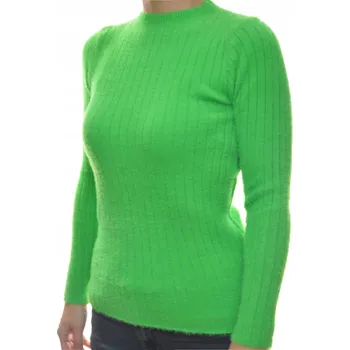 Dámský svetr Dámský svetr alpaka s vroubkovaným rolákem UNI zelený XS S M