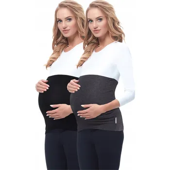 Podprsenka Těhotenský podpůrný pás 2 ks Elastická viskóza na břicho Česká výroba ČERNÁ ŠEDÁ 36-38