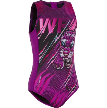 Dámské plavky WATKO Dívčí jednodílné plavky na vodní pólo 500 Panther fialové 5 LET