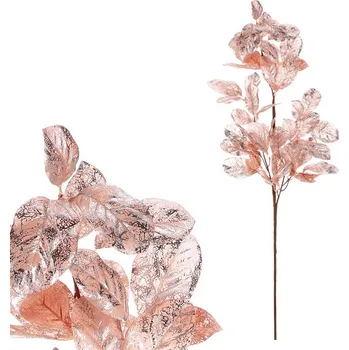 umělá květina Větev vánoční - umělá, růžové lístky se stříbrnou Barva: Růžová