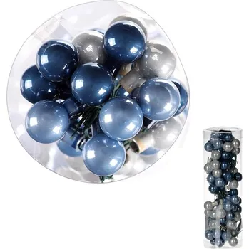 Vánoce Ozdoby skleněné - pr. 1,5 cm, modré a šedé, cena za balení (72 ks) Barva: Vícebarevná