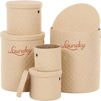 Koš na prádlo Koš prádelní - látka, kulatý, béžový, cena za sadu 5 ks Barva: Béžová