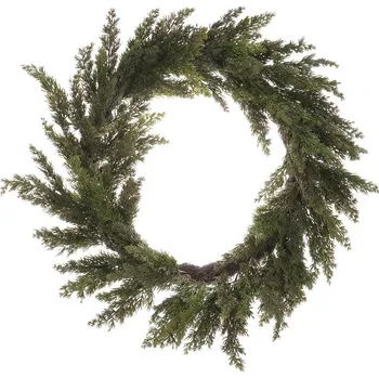 umělá květina Velký zelený umělý věnec 66 cm z realistického jehličí túje Barva: Zelená
