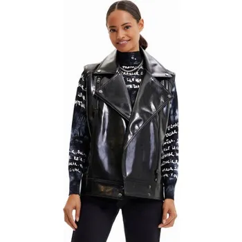 Dámský kabát Desigual Dámský kabát z PU kůže, černý, L