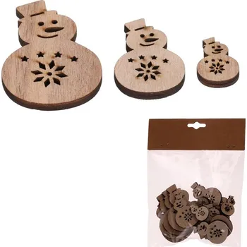 Vánoční dekorace Dřevěné vánoční ozdoby Sněhulák - přírodní, mix 3 velikostí, 18 ks Barva: Přírodní