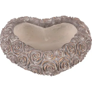 Obal na květináč Obal na květiny - srdce s růžemi, beton, antracitově šedý Barva: šedá