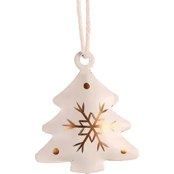 Vánoční dekorace Bílé kovové ověsky na stromeček se zlatými detaily - 9 ks Barva: bílá