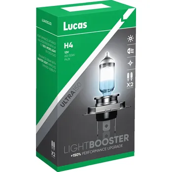Autožárovka Žárovky Lucas ULTRA +150% H4 55W 2 ks