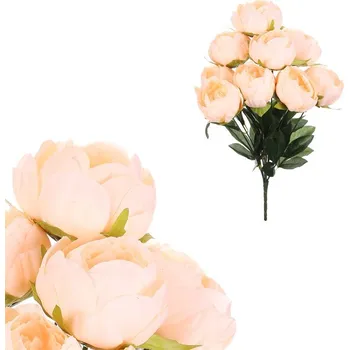 umělá květina Umělá kytice Pivoňka s 9 meruňkovými květy - elegantní dekorace Barva: Oranžová