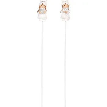 Vánoční dekorace Dívka na špejli - polyresin, bílá, mix 2 druhů, cena za 1 ks Barva: bílá