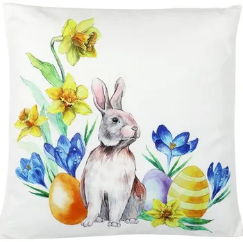 Polštář Polštář s výplní, velikonoční motiv, samet, 45 x 45 cm. Barva: Vícebarevná