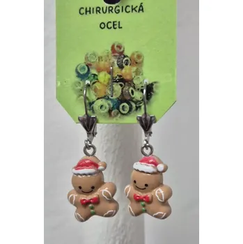 Náušnice Vánoční náušnice - vánoční perníček (chirurgická ocel)