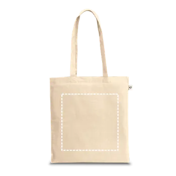 Nákupní taška BEJA. Taška ze 100% recyklované bavlny (180 g/m²) 50 Střed, 300 x 300 Sítotisk (textil), 2 barvy