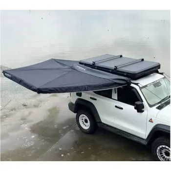 Markýza Markýza samonosná na auto vějířová 270° černá 2,5m na pravou str + LED