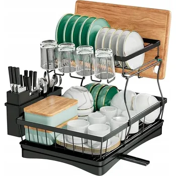 Odkapávač na nádobí ODKAPÁVAČ NA NÁDOBÍ STOJÍCÍ DVOUÚROVŇOVÝ VELKÝ PROSTRANNÝ Odkapávač 42x29x30cm