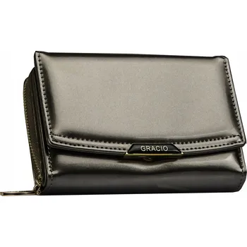 Peněženka GRACIO Velká stříbrná kožená peněženka na zip