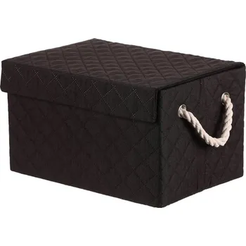 Koš na prádlo Béžový látkový regálový koš s uchy a víkem, elegantní a praktický Barva: černá