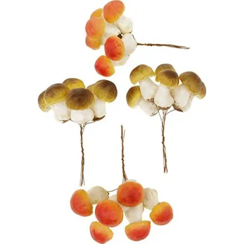 umělá květina Houba na drátku - umělá přízdoba, mix 2 barev, cena za balení (24 ks) Barva: Oranžová
