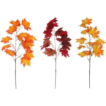 umělá květina Umělá větev Javor - mix 3 podzimních barev, 1 ks dekorace Barva: Oranžová