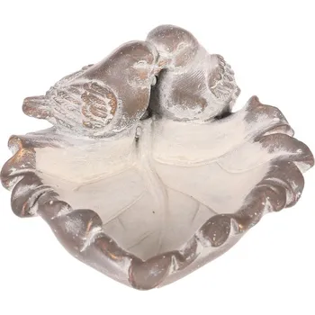 Krmítko pro ptáka Betonové pítko ve tvaru listu s ptáčky, antracitově šedé, 30x20 cm Barva: šedá