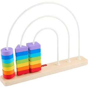 Hračka pro nejmenší Fisher-Price Duha Dřevěné korálky Tvary k posouvání JFG15