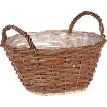 Nákupní košík Kulatý proutěný koš na květiny vel. L, hnědý, přírodní vzhled Barva: Hnědá