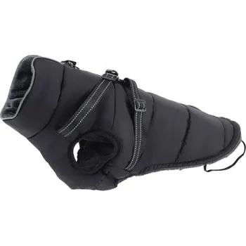 Obleček pro psa BUNDA OBLEČEK PRO PSA VESTA TEPLÁ ZIMNÍ ČERNÁ S POSTROJEM L