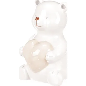 Bílá keramická figurka Medvěd se srdcem - roztomilý dekorativní kousek Barva: bílá