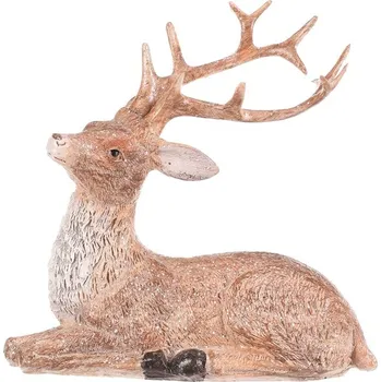 Jelen - polyresinová figurka, sedící, vel. M, béžovo-hnědý Barva: Hnědá