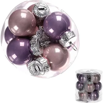 Vánoční dekorace Autronic Ozdoby skleněné, fialovo-růžové barvy, pr.2cm, cena za 1 balení(12ks) - VAK107-2